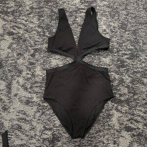 Aerie Ribbed Black Swimsuit (S)